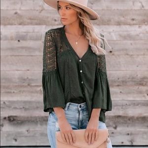 belle du jour crochet blouse - olive size large